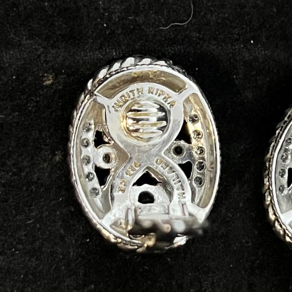 VTG Judith Ripka Sterling Silver Amethyst & CZ Clip On Earrings Signed (3549) - Picture 8 of 9